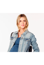 Ingrid & Isabel Maternity Hey, Mama! Patch Denim Jacket - Light Wash