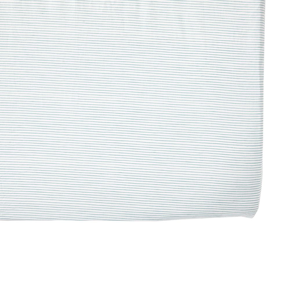 blue stripe crib sheet