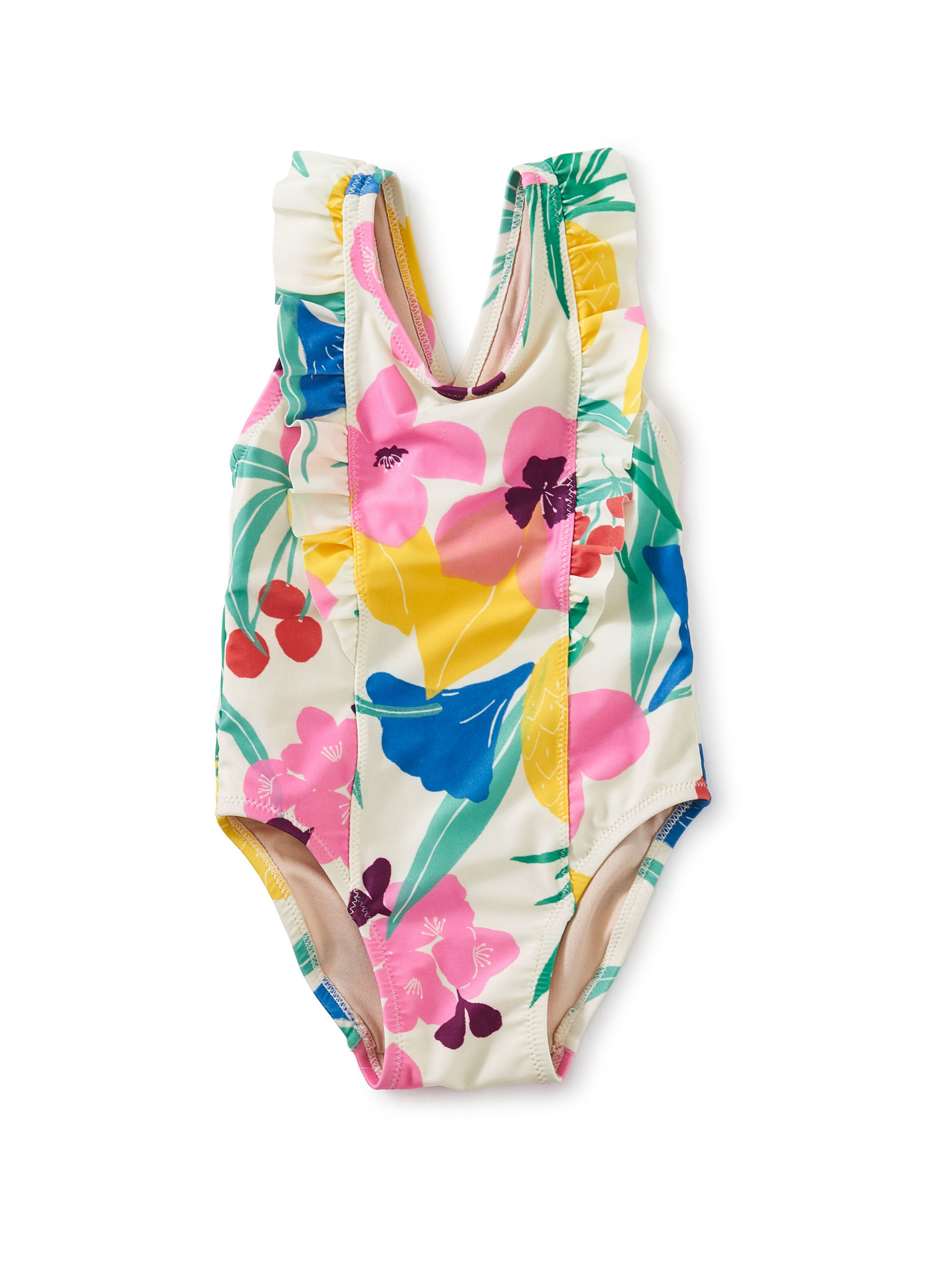 Tea Collection Fruit Floral Ruffle Swimsuit