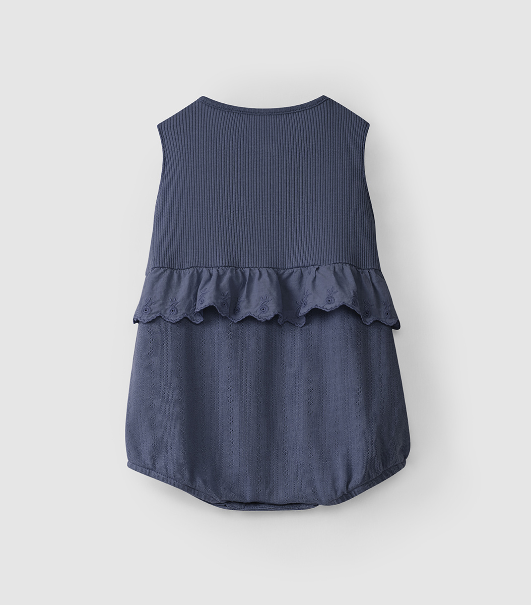 Snug SNUG Organic Cotton Pointelle Ruffle Bodysuit - Cornflower