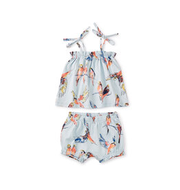 Tea Collection Tie Shoulder Strap Baby Set - Parrot Pop