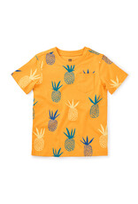 Tea Collection Pineapples in Portugal Pocket Tee - Gold