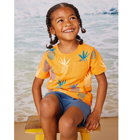 Tea Collection Pineapples in Portugal Pocket Tee - Gold