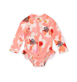 Tea Collection Long Sleeve Rash Guard One Piece - Floral Burst