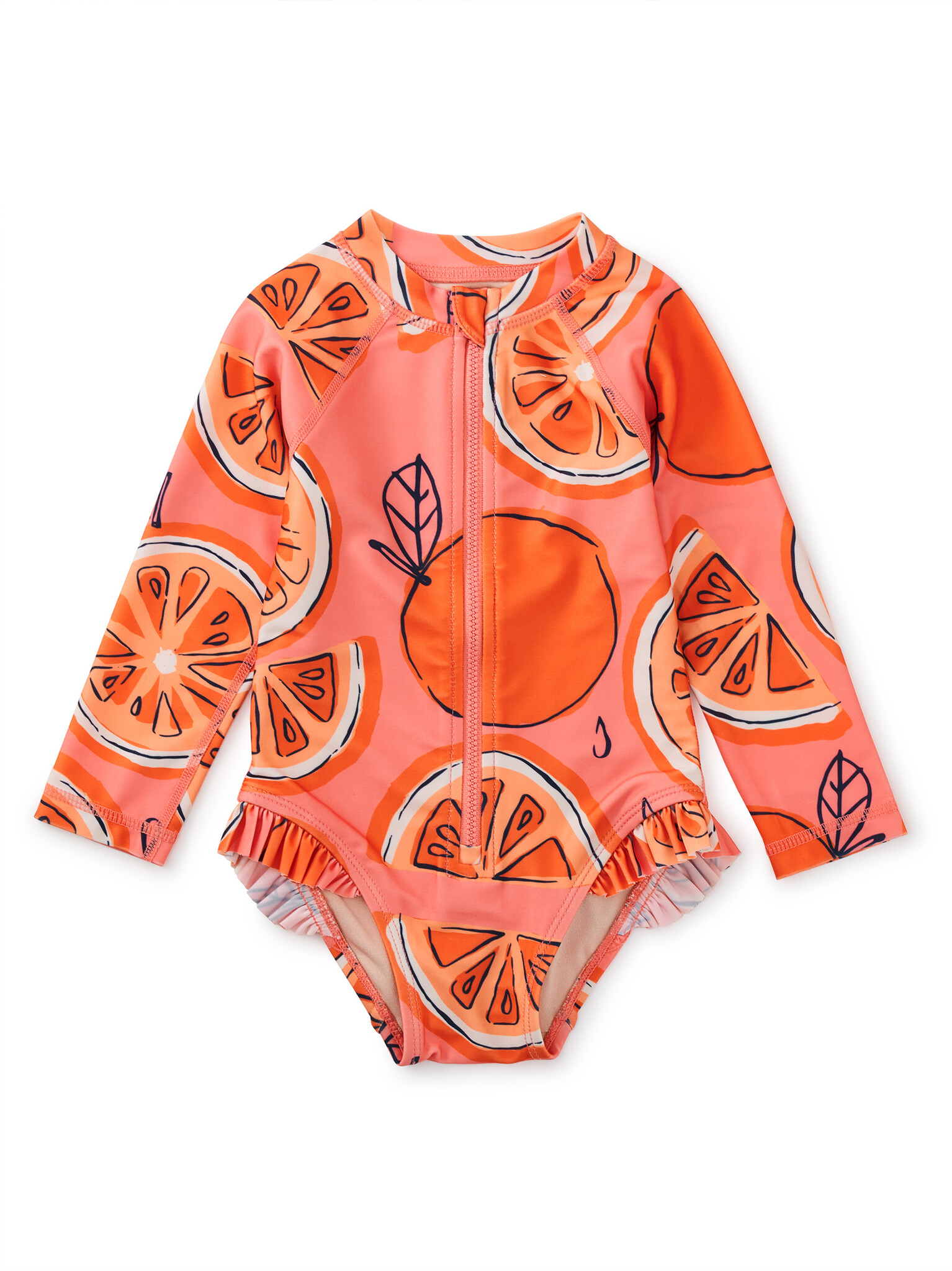Tea Collection Long Sleeve Rash Guard One Piece - Tossed Citrus