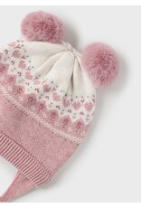 Mayoral Mayoral Winter Knit Pom Pom Bonnet & Mittens Set - Sweetheart Print