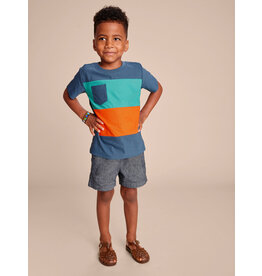 Tea Collection Colorblock Pocket Tee - Indian Teal