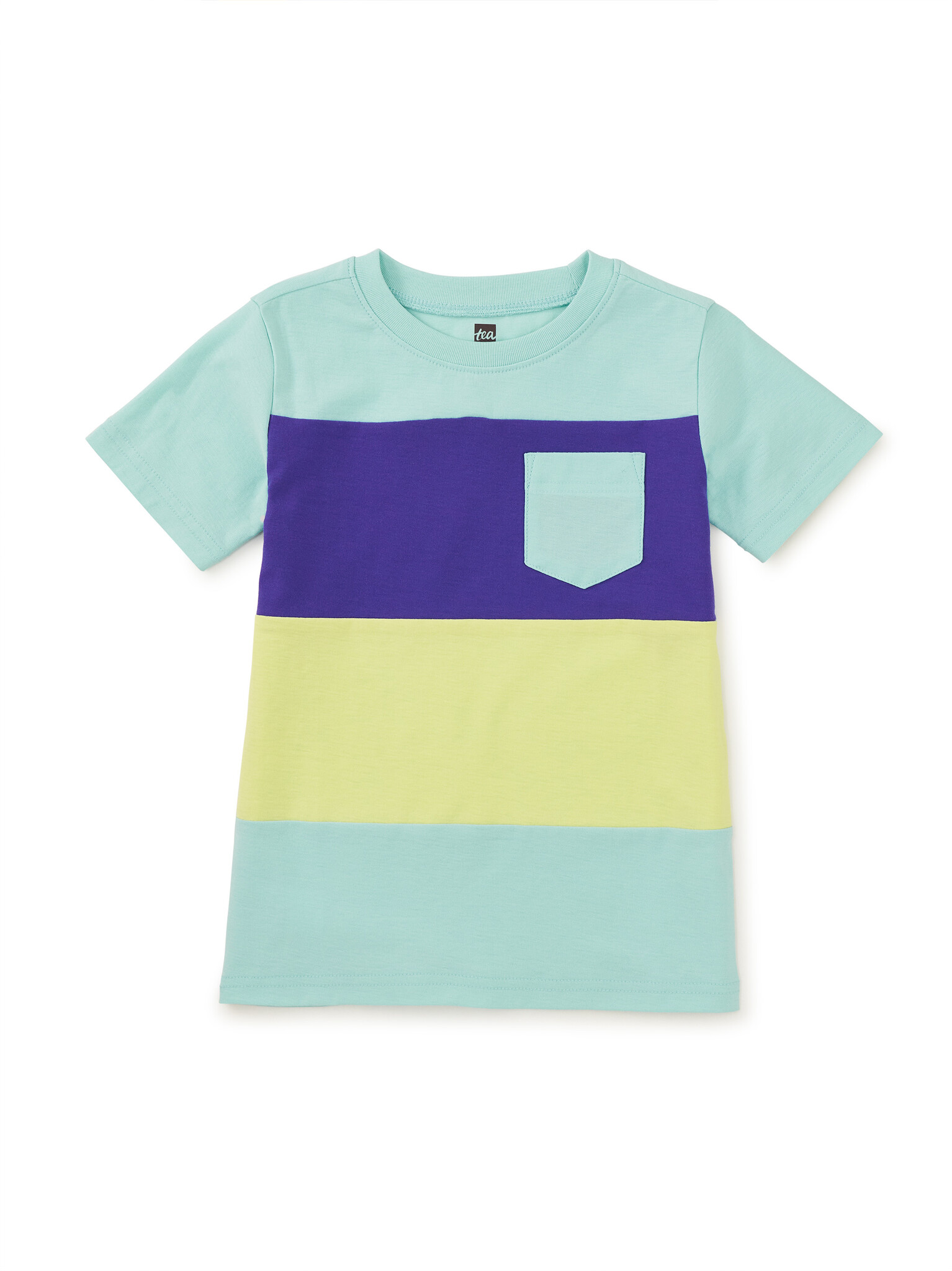 Tea Collection Colorblock Pocket Tee - Canal Blue