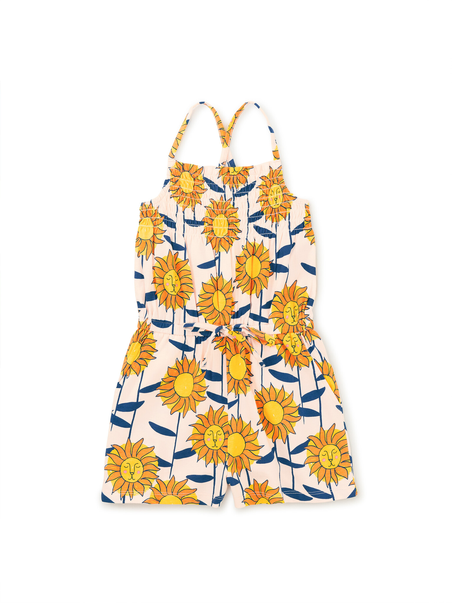 Tea Collection African Sunflowers Smocked Cross-Back Romper