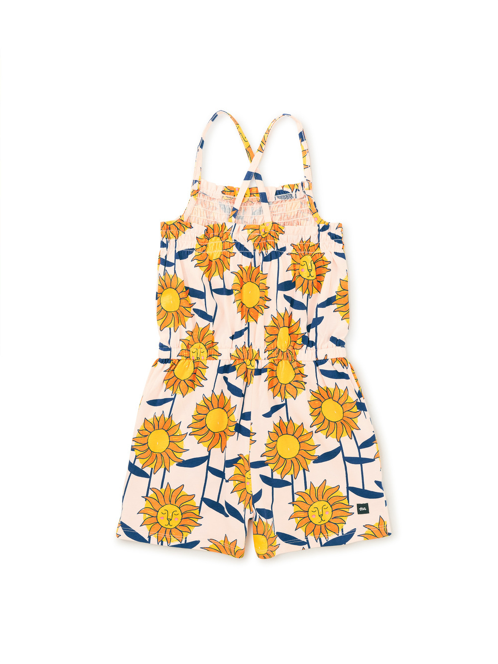 Tea Collection African Sunflowers Smocked Cross-Back Romper