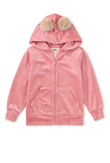 Tea Collection Pom Pom Ear Velour Hoodie - Mauveglow