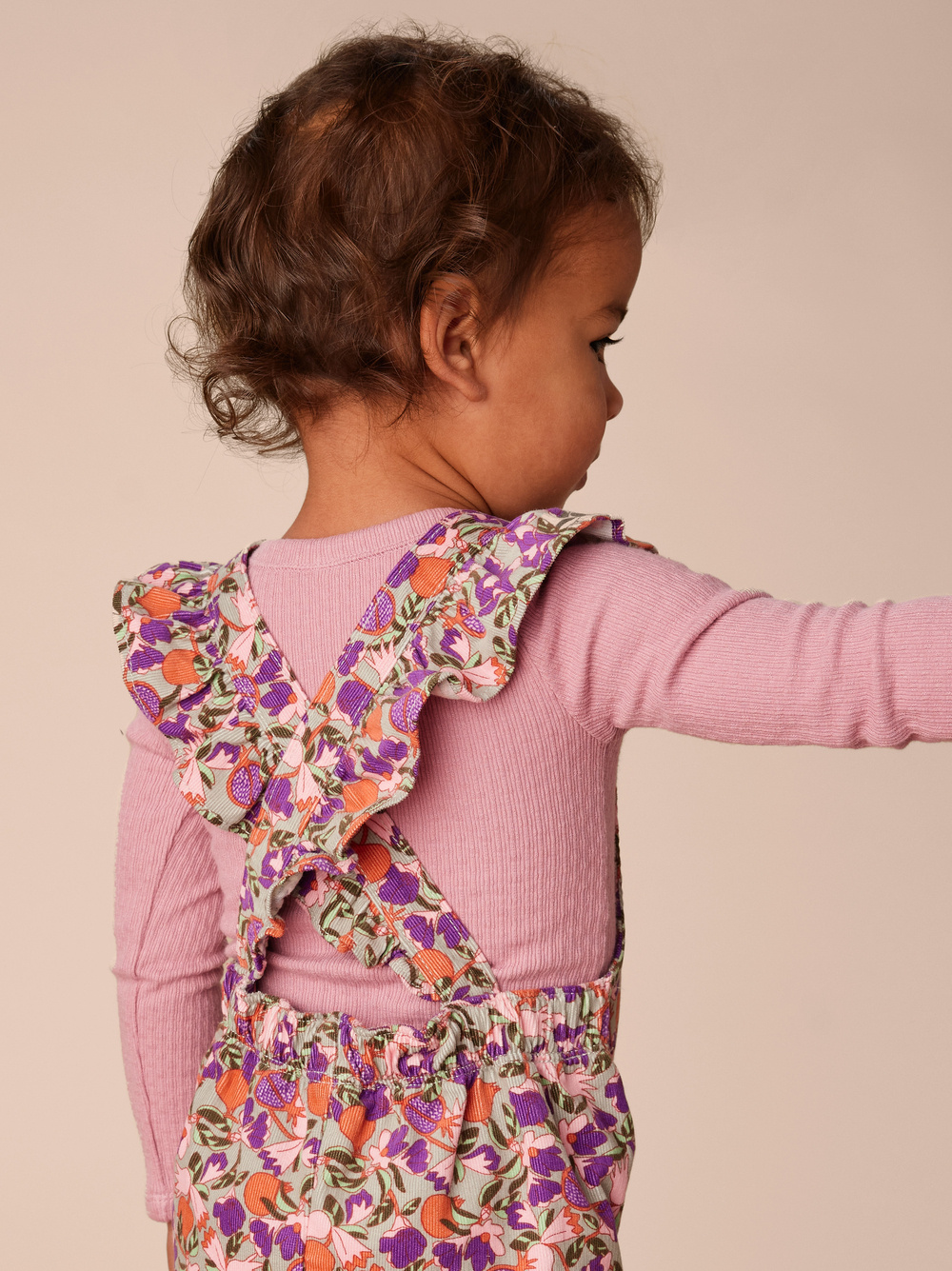 Tea Collection Corduroy Ruffle Overall & Bodysuit Set - Royal