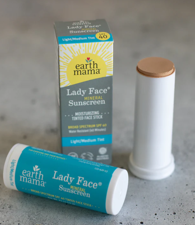 Earth Mama Angel Baby Lady Face Mineral SPF 40 Sunscreen Stick - Light