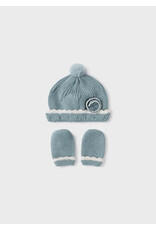 Mayoral Mayoral Winter Knit Crochet Bonnet & Mittens Set - Iceberg