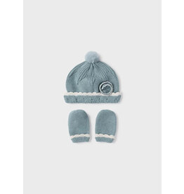 Mayoral Mayoral Winter Knit Crochet Bonnet & Mittens Set - Iceberg