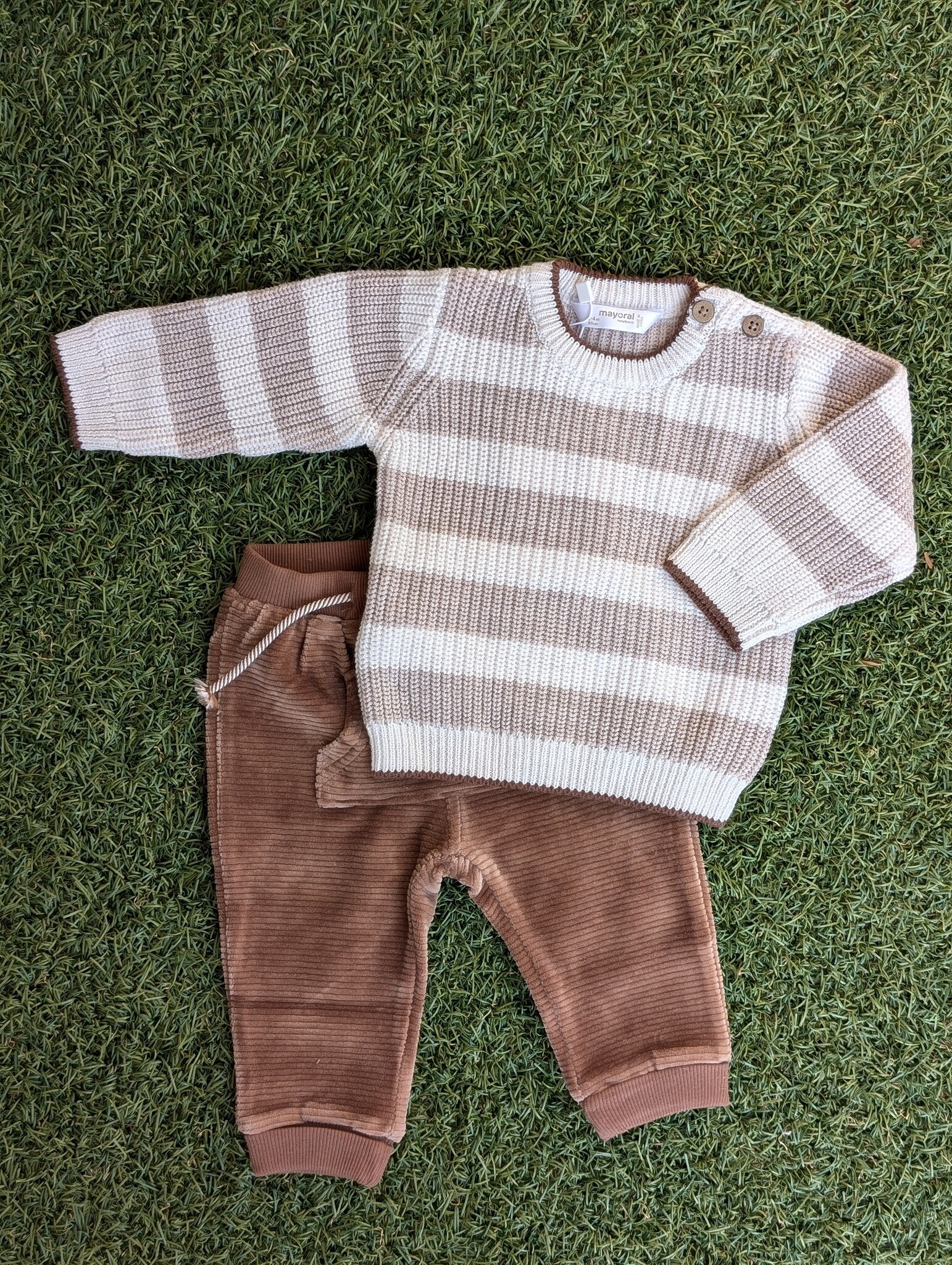 Mayoral Mayoral Robert Stripe Sweater & Corduroy Set