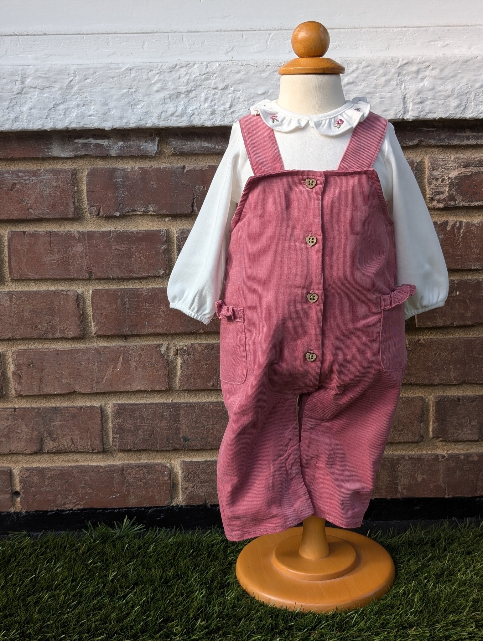 Mayoral Mayoral Penny Embroidered Tee and Ruffle Overall Set