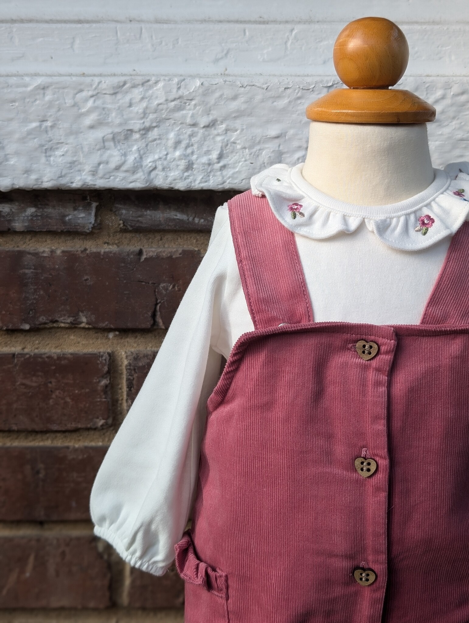 Mayoral Mayoral Penny Embroidered Tee and Ruffle Overall Set