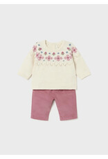 Mayoral Mayoral Janet Button Cardigan & Dusty Pink Corduroys Set