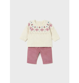 Mayoral Mayoral Janet Button Cardigan & Dusty Pink Corduroys Set