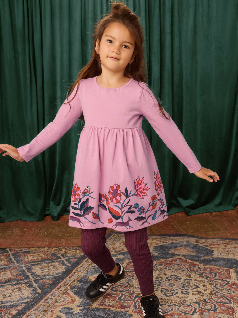 Tea Collection Mauve Mist Floral Skirted Graphic Dress