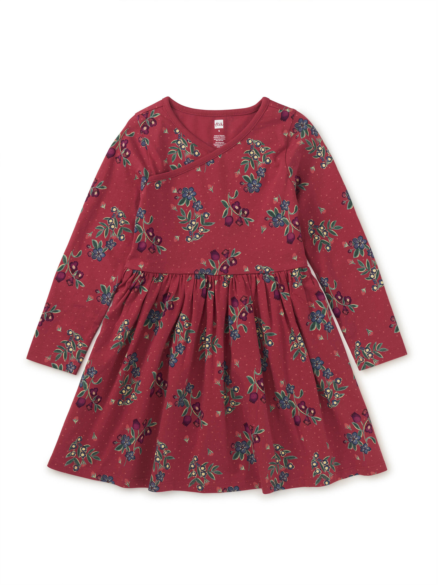 Tea Collection Turkish Tea Long Sleeve Wrap Neck Dress