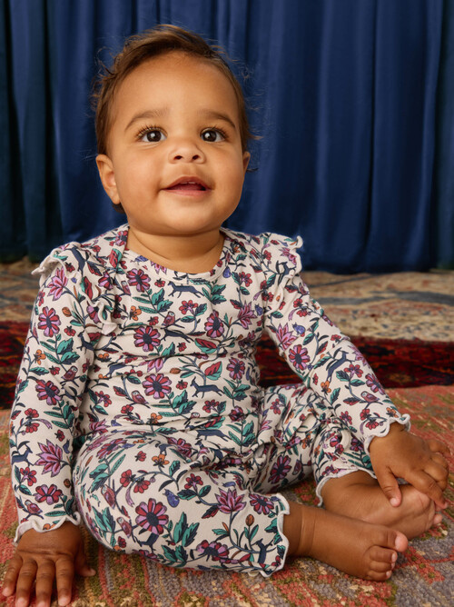 Tea Collection Izik Floral Ruffle Shoulder Baby Romper
