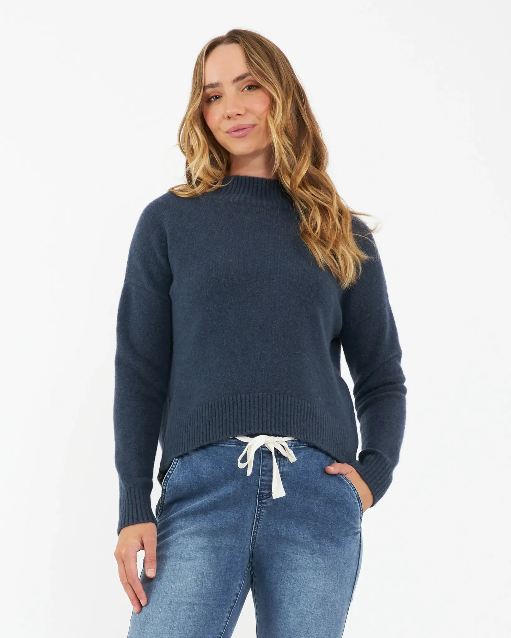 Ripe Maternity Ripe Maternity Crop Zip Nursing Sweater - Blue Marle