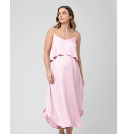 Ripe Maternity Summer Satin Nursing Maxi Dress - Pink