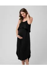 Ripe Maternity Summer Satin Nursing Maxi Dress - Black