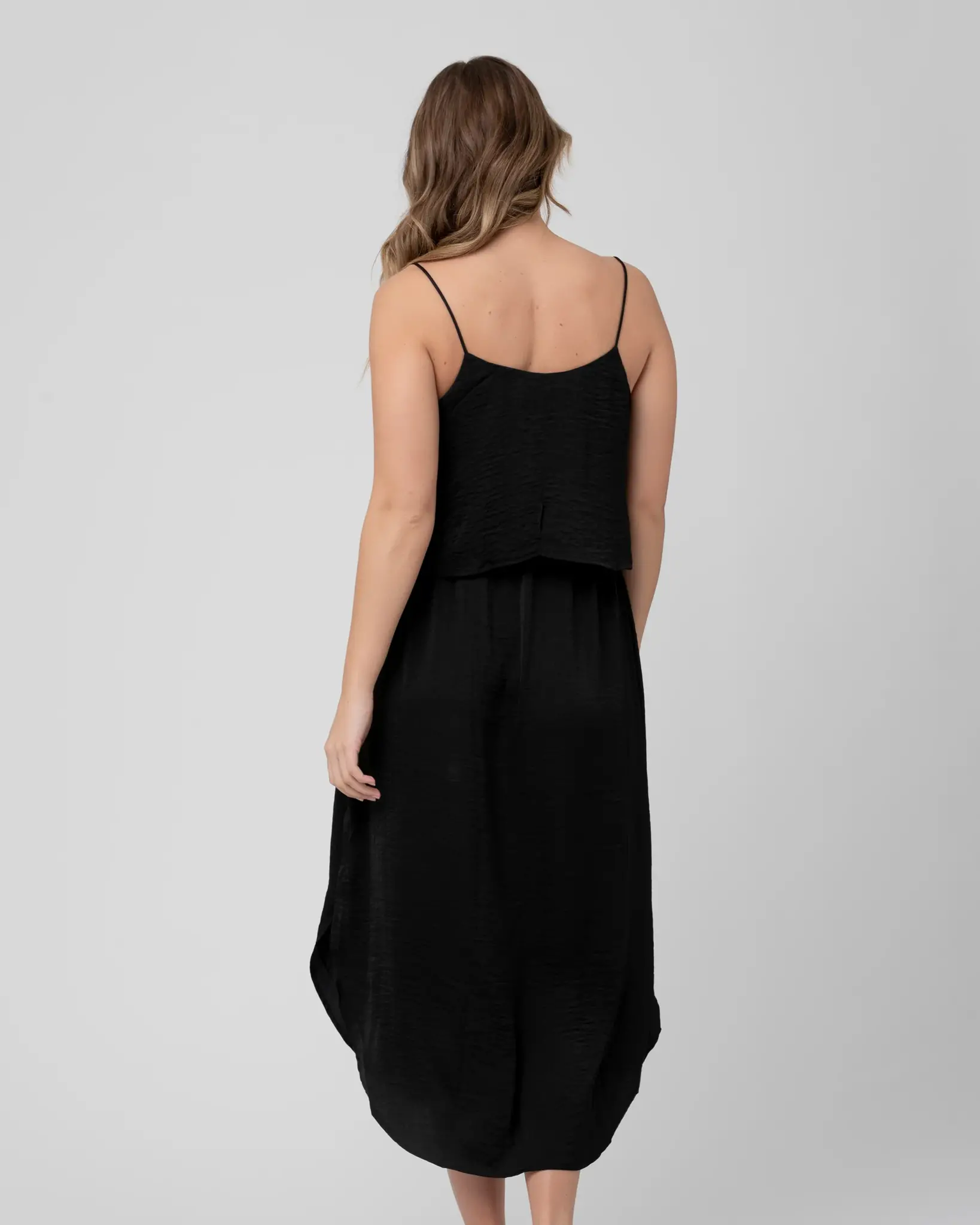 Ripe Maternity Summer Satin Nursing Maxi Dress - Black