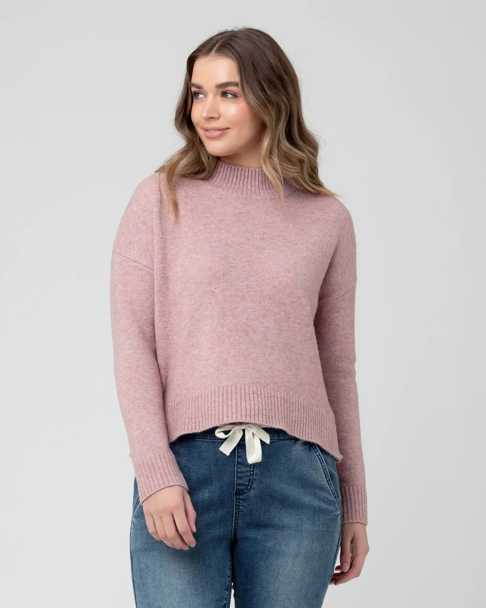Ripe Maternity Ripe Maternity Crop Zip Nursing Sweater - Dusty Rose