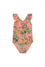 Tea Collection Ruffle  One-Piece Swimsuit - Tropical