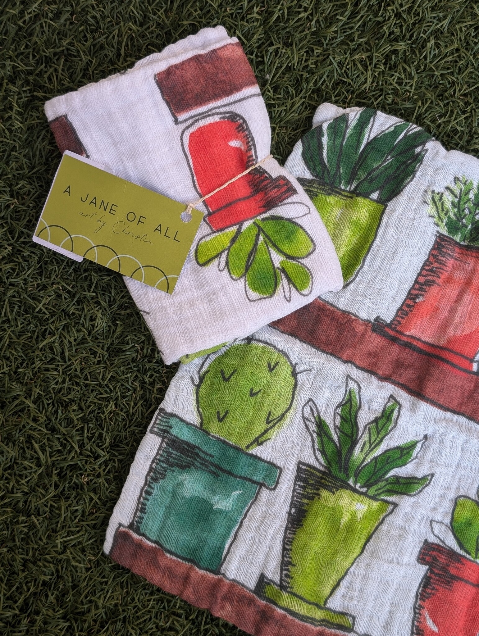 A Jane of All A Jane of All Handmade Burp Cloth - Vibrant Pots