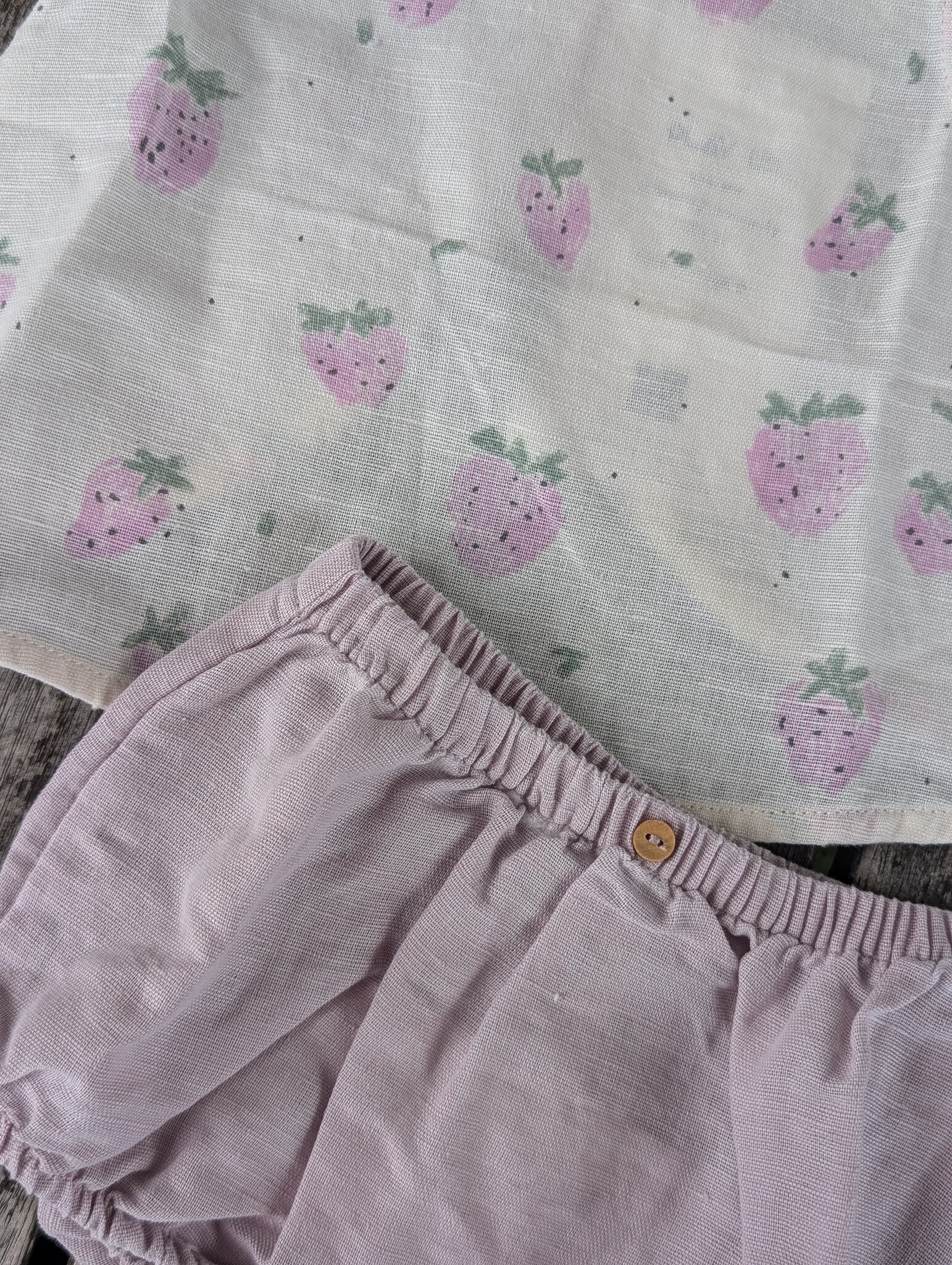 Play Up Strawberry Organic Cotton Tee & Bloomer Set