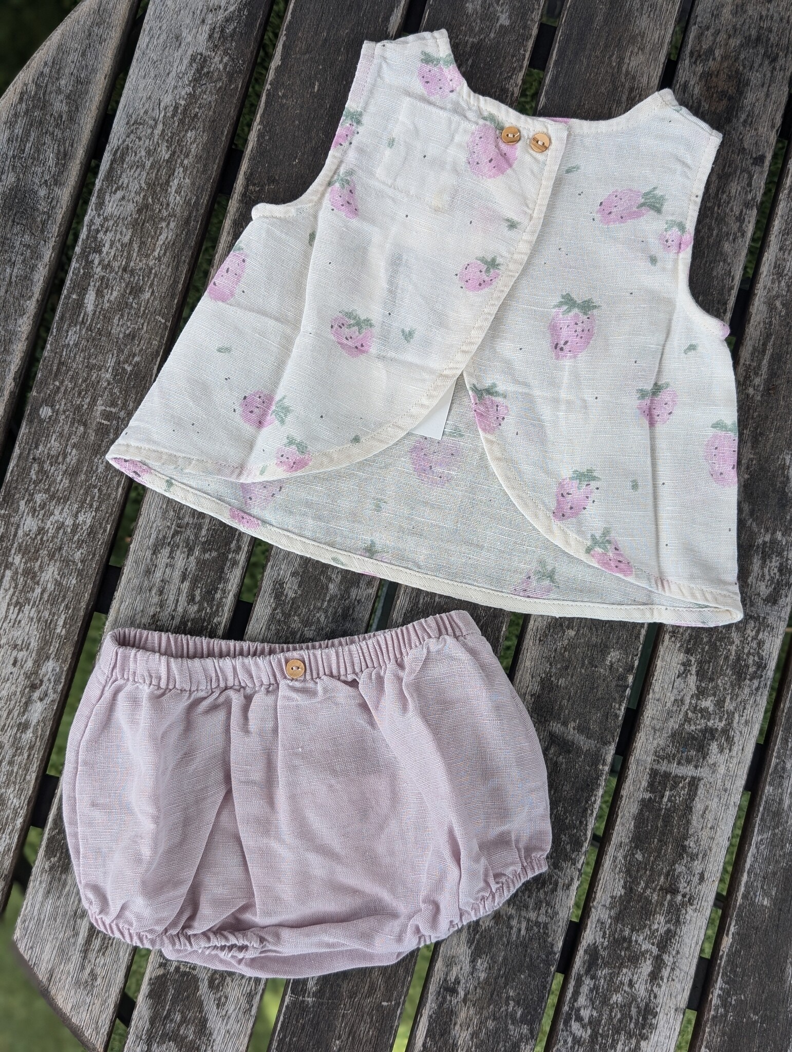 Play Up Strawberry Organic Cotton Tee & Bloomer Set