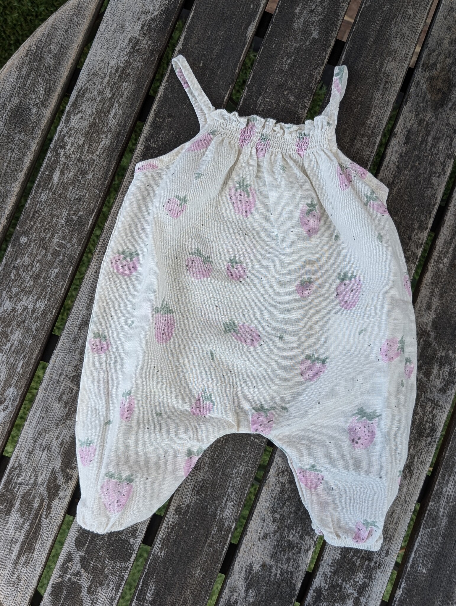 Play Up Strawberry Organic Cotton Ruffle Top Romper