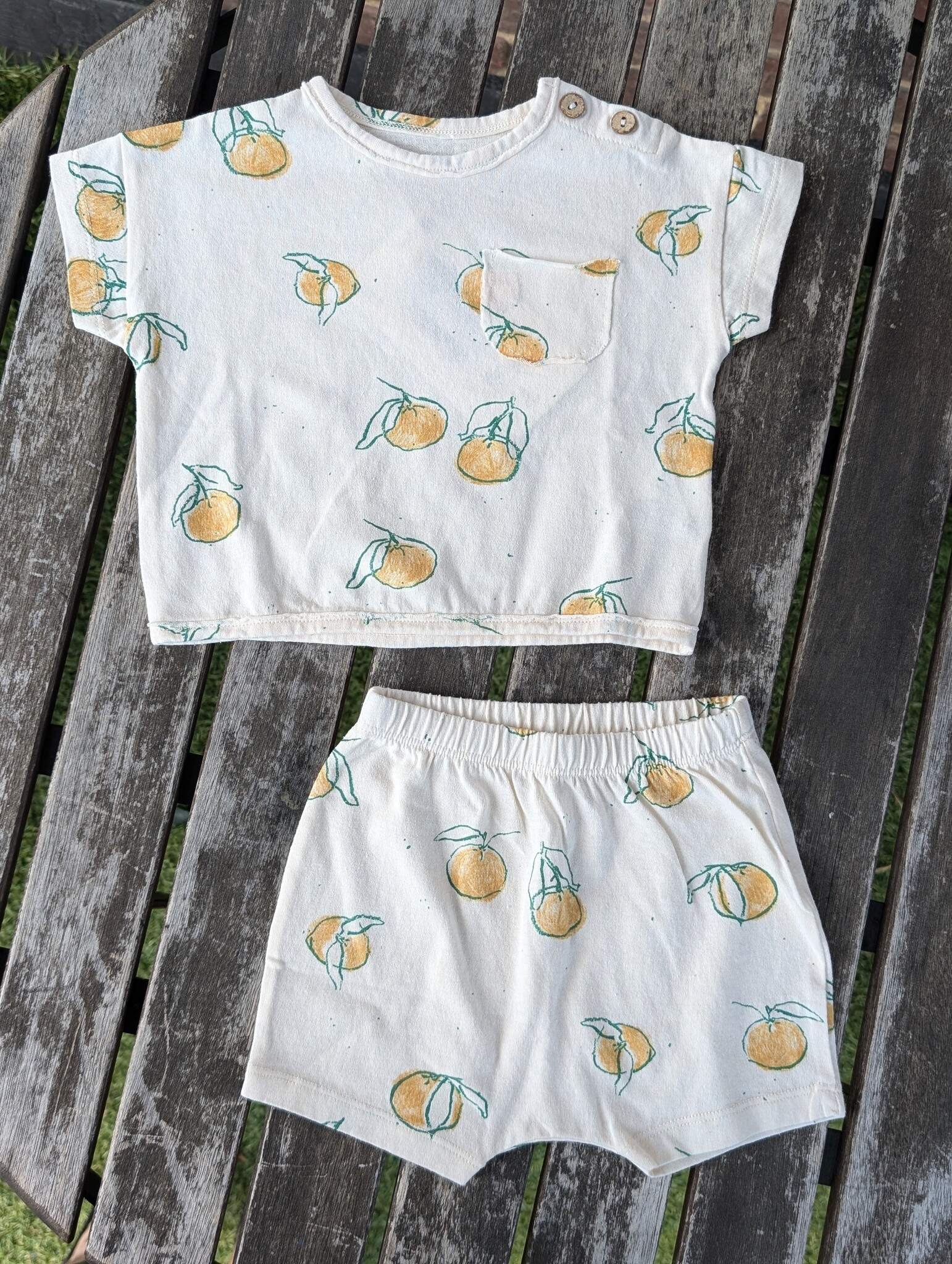 Play Up Pomelo Organic Cotton Tee & Shortie Set