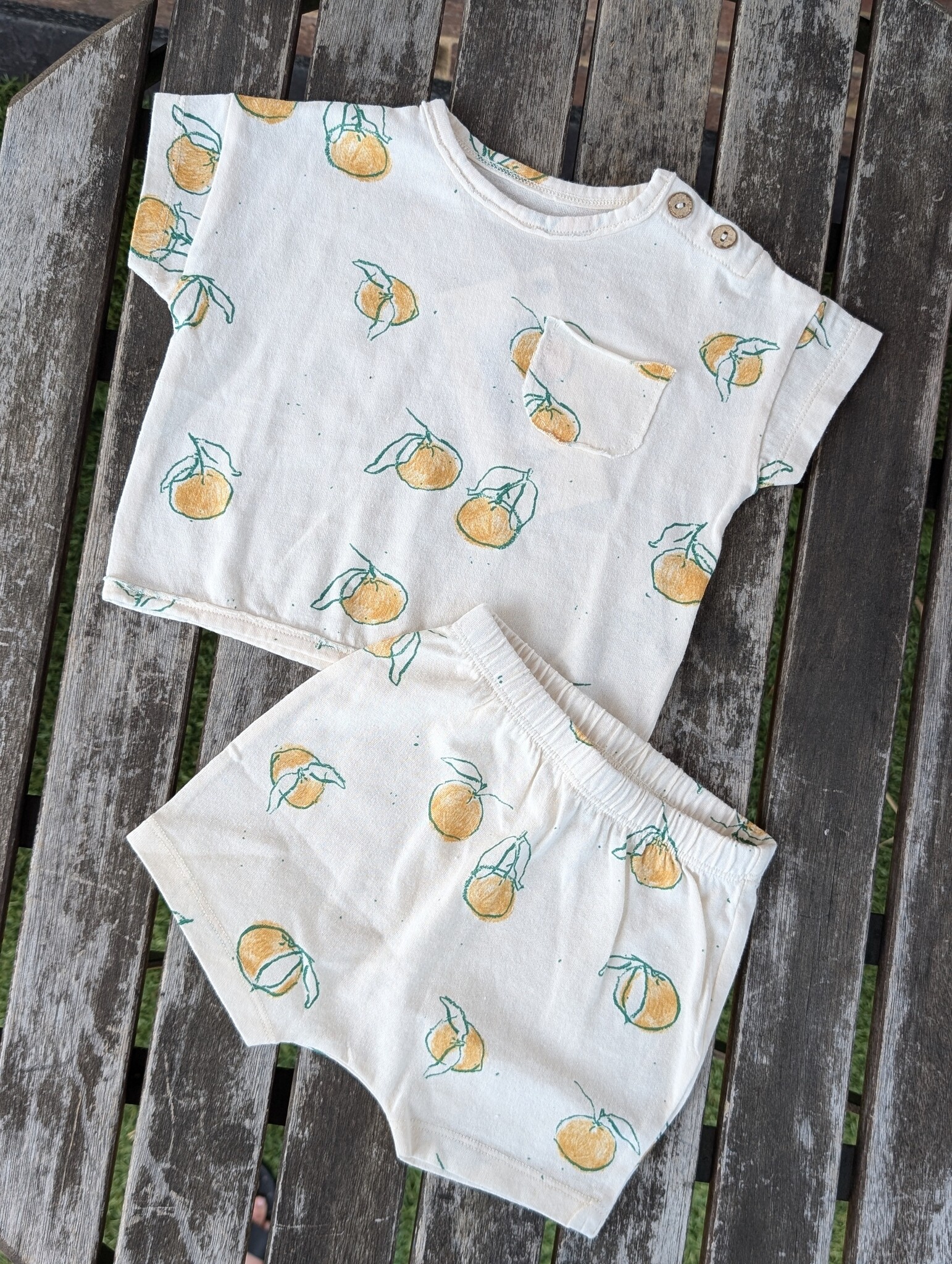 Play Up Pomelo Organic Cotton Tee & Shortie Set