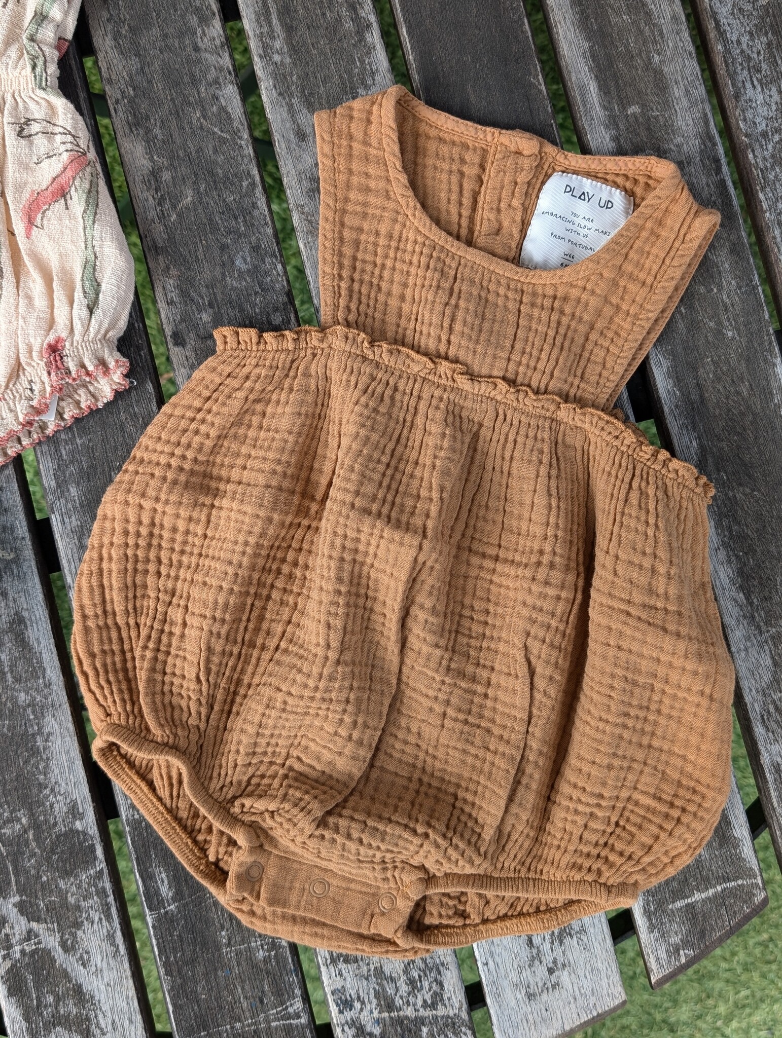 Play Up Claire Baby Bubble Puff Romper - Terracotta