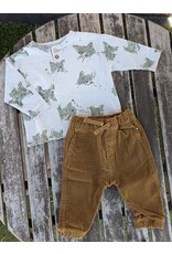Play Up Kitty Print Henley Top and Corduroy Pant Set