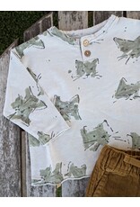Play Up Kitty Print Henley Top and Corduroy Pant Set