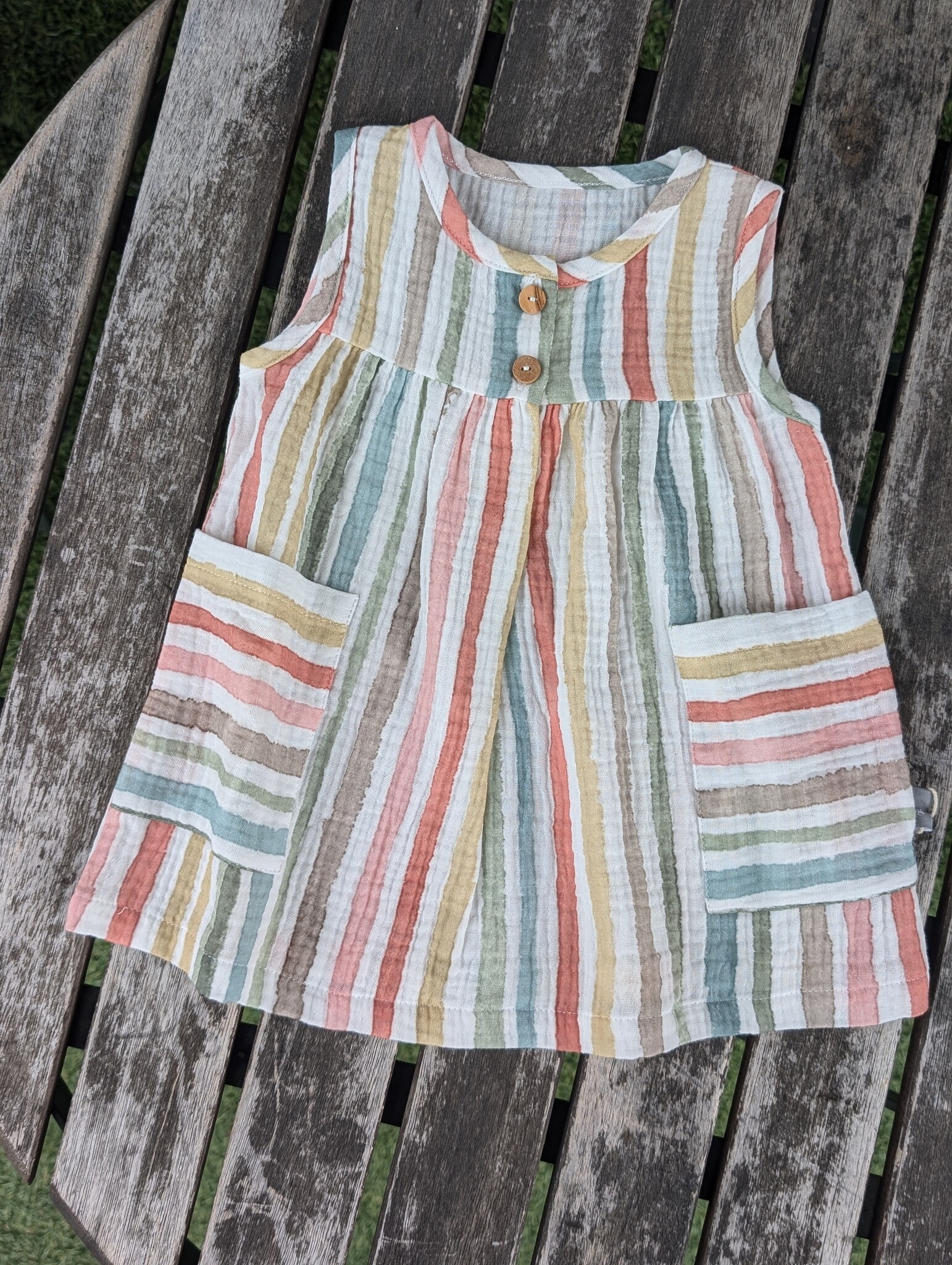 Snug Kerry Watercolor Stripe Baby Pocket Dress
