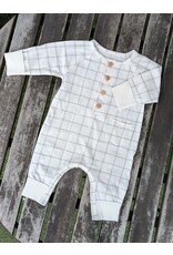 Snug Holden Taupe Check Button Romper