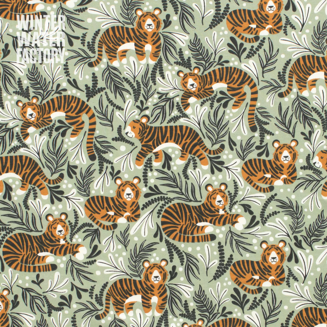 Winter Water Factory Winter Water Factory Organic Cotton Dress - Dreaming Tigers (Grass)