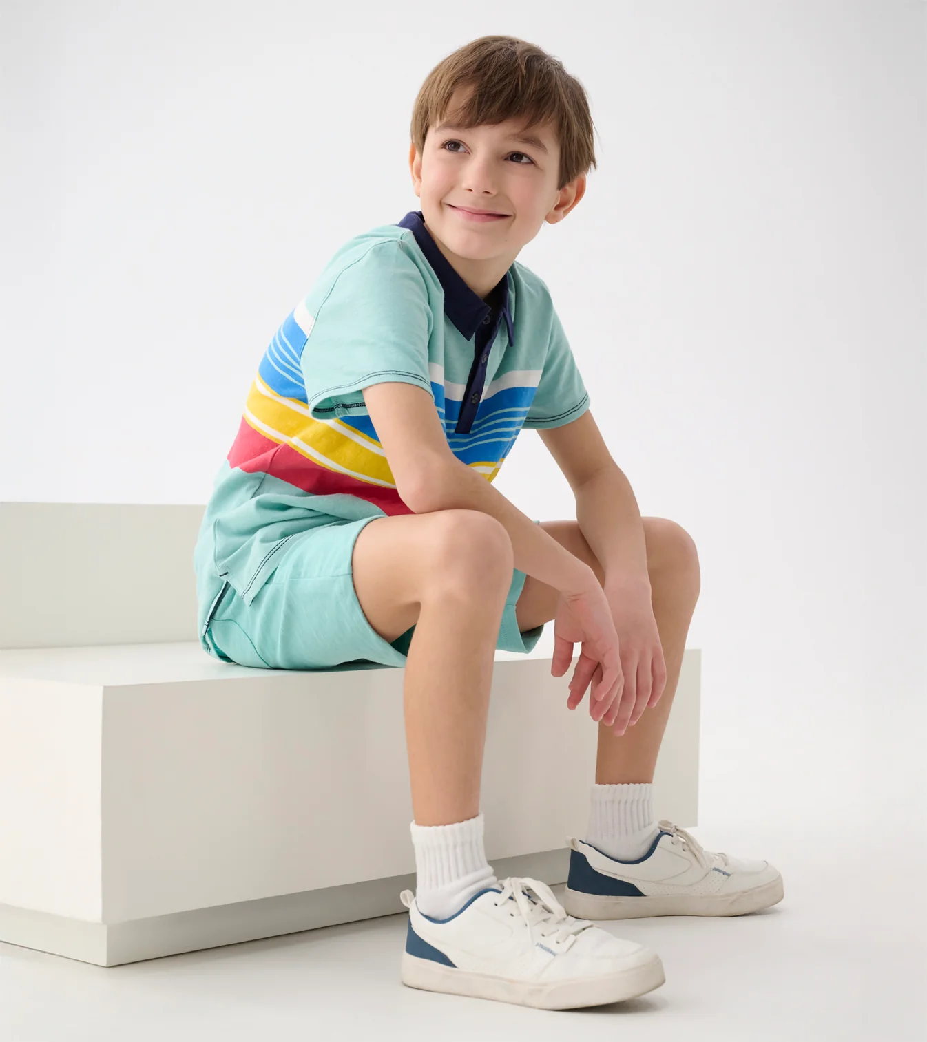 Hatley Cool Stripes Polo Tee - Nile