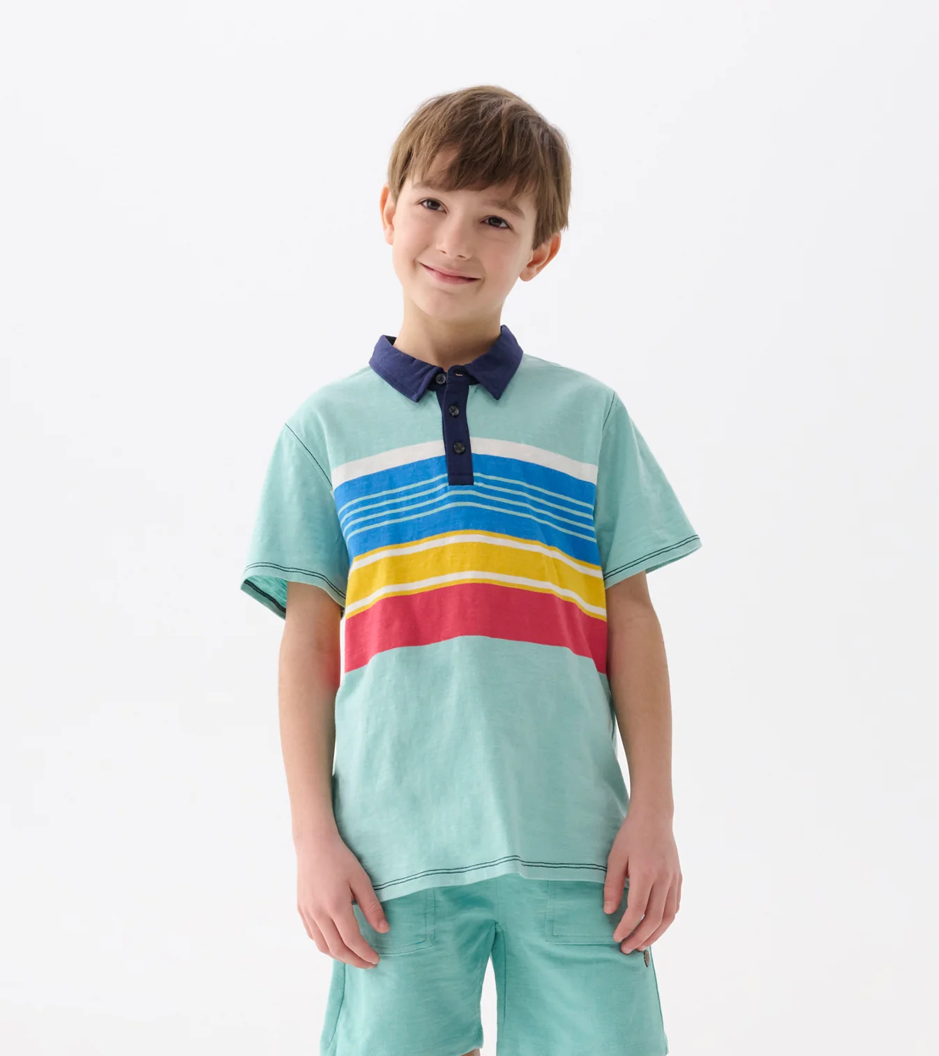 Hatley Cool Stripes Polo Tee - Nile