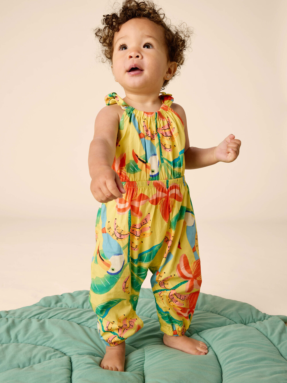 Tea Collection Tie Shoulder Romper - Toucan