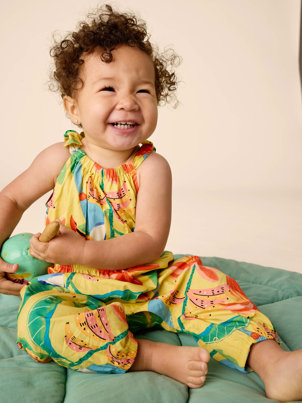 Tea Collection Tie Shoulder Romper - Toucan