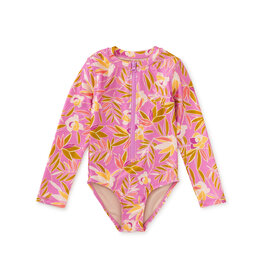 Tea Collection Long Sleeve Rash Guard One Piece - Tropical Mulberry